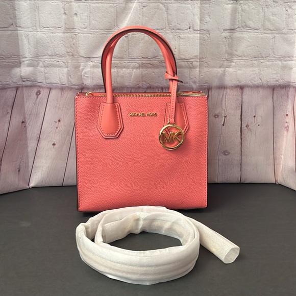 Michael Kors NEW Mini Bag Mercer Sherbert Pink Pebbled Leather Crossbody HandBag - Picture 8 of 16